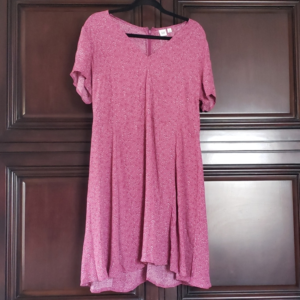 Gap dark pink print s/s midi dress with v-neck